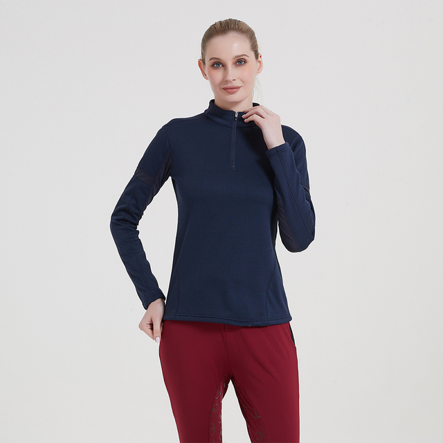 Equestrian Windproof Warm Sweatshirt Half Zip Women Golf Pullover