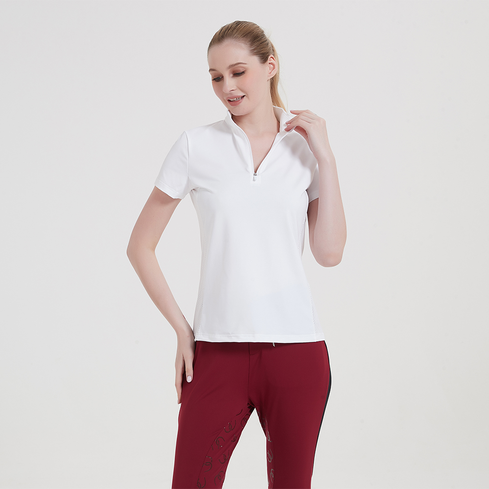 Short Sleeve Polo Polyester Breathable Equestrian Shirt