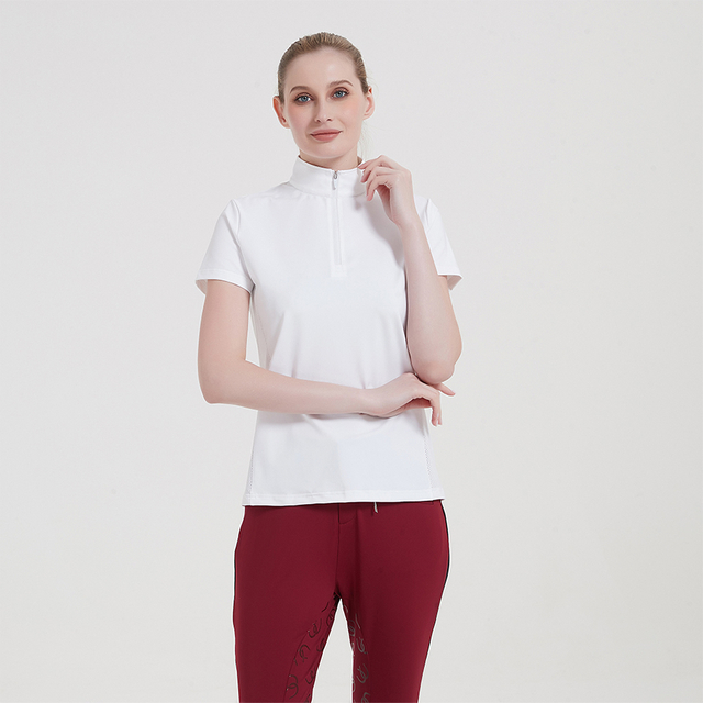 Short Sleeve Polo Polyester Breathable Equestrian Shirt