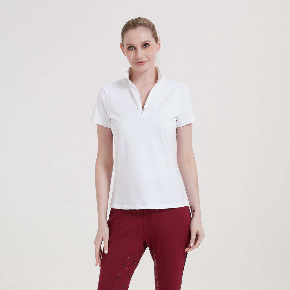 Short Sleeve Polo Polyester Breathable Equestrian Shirt